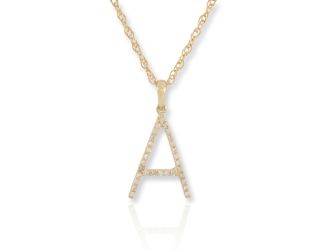 PARIKHS Diamond Initial Pendant Alphabet 'A' in 10K Yellow Gold 0.10 ct , IJK color - I3 clarity