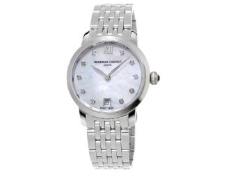 Ladies FC Slimline Quartz Silver-Tone Stainless Steel Bracelet watch, Silver dial