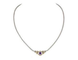 Beijos 6mm Single Stone Necklace, Amethyst CZ. 16" L. Center Motif 1"Wx7/16"H. A classic!