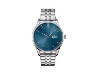 Mens Vienna Silver-Tone Stainless Steel Watch Blue Dial