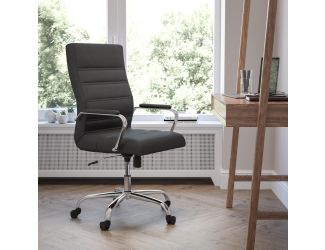 High Back Black LeatherSoft Executive Swivel Office Chair with Chrome Frame/Arms