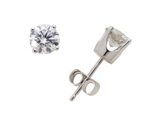14k White Gold Diamond Solitaire Earrings .15twt