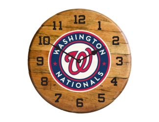 Washington Nationals Oak Barrel Clock