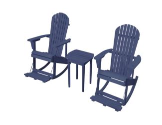 Zero Gravity Adirondack Rocker w/Footrest, Set of 2 & End Table - Navy