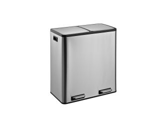 60L Dual Compartment Satin Finish Trash Can - Stainless Steel