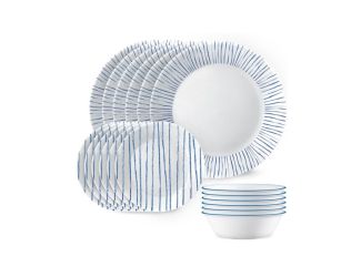 Botanical Stripes Classic Pattern 18pc Dinnerware Set