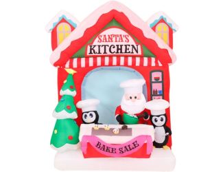 7-Ft. Pre-Lit Inflatable Santa's Kitchen Outdoor Christmas Decoration