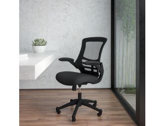 Mid-Back Black Mesh Swivel Ergonomic Task Office Chair with Flip-Up Arms