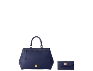 Saffiano Zip Satchel and Continental Clutch Set