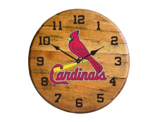 St Louis Cardinals Oak Barrel Clock