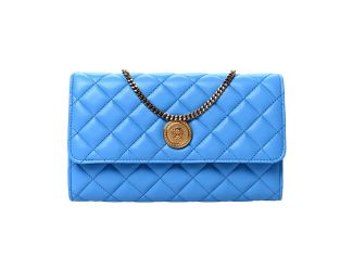 Versace La Medusa Blue Quilted Lamb Leather Crossbody Clutch Bag