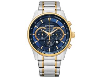 Men's Quartz Watch, Two-tone Stainless Steel with Blue Dial