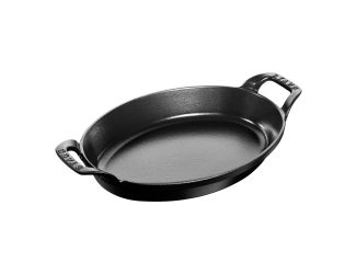 11" Oval Cast Iron Baking Dish Matte Black