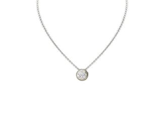 Lanna Solitaire Pave CZ Necklace - 16" to 18.5" adjustable. Solitaire 3/4"