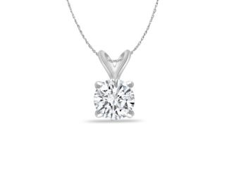 Bright White Round Lab Grown Diamond Pendant in 14K White Gold 0.15ct, Color-FG, Clarity-VVS