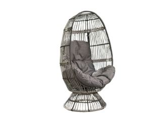 Outdoor Wicker Swivel Egg Chair w/Cushion - Gray