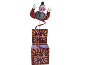 Life-Size Animatronic Clown Jack in the Box with Lights and Sound, Indoor or Covered Outdoor Hallowe