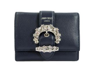 Jimmy Choo Cheri Dark Blue Leather Trifold Walllet