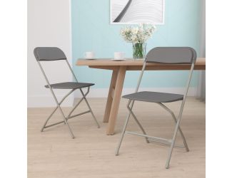Folding Chair - Grey Plastic  2 Pack 650LB Weight Capacity - Event Chair