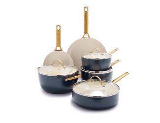 10pc Reserve Hard-Anodized Aluminum Nonstick Cookware Set Twilight Blue