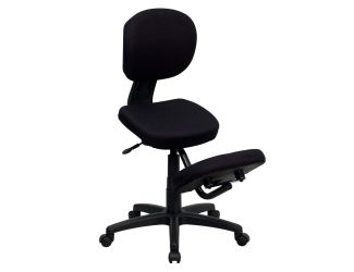 Mobile Ergonomic Kneeling Posture Task Office Chair with Back in Black Fabric