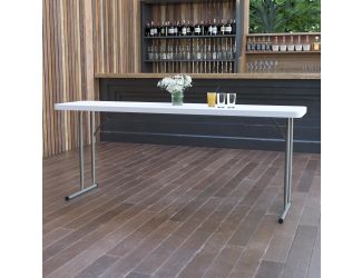 6-Foot Granite White Plastic Folding Training and Event Table