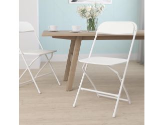 Folding Chair - White Plastic  650LB Weight Capacity - Event Chair