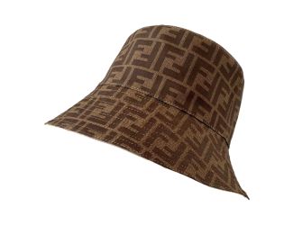 Fendi Zucca Brown Woven Fabric Bucket Hat Small