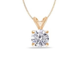 Bright White Round Lab Grown Diamond Pendant in 14K Yellow Gold 0.60ct, Color-FG, Clarity-VS