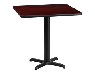24" Square Mahogany Laminate Table Top with 22" x 22" Table Height Base