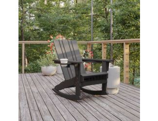 Commercial All-Weather Rocking Adirondack Chair with Swiveling Cupholder - Gray