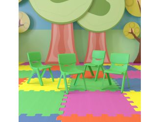 4 Pack Green Plastic Stackable School Chair with 10.5"H Seat, Preschool Chair
