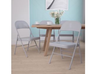 Double Braced Gray Metal Folding Chair - Event Chair - Portable Chair