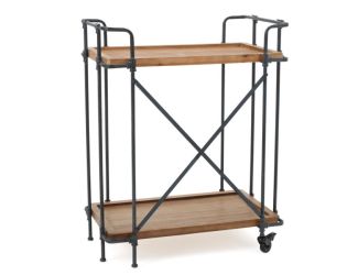 Outdoors Natural Wood Finish Fir Wood & Iron Bar Cart