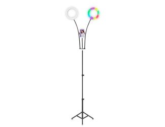 Pro Live Stream Double 8" Selfie Ring Light w/ 32 Color Modes