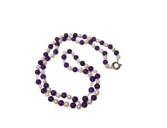 Latonia Cabella created Pearl and Natural Amethyst 30" Necklace