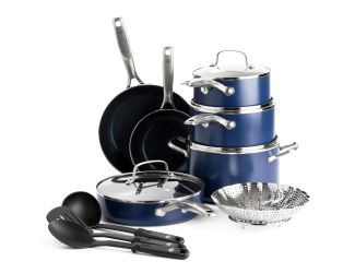 Classic 14pc Nonstick Ceramic Cookware Set Blue