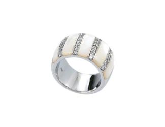 Belle Etoile Round Cubic Zirconia studded White Regal Stripe Size-7 Ring - 925 SS.