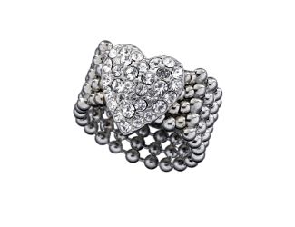 Stretch Pave Heart Ring - Silver