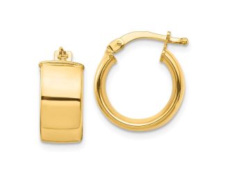 14k Yellow High Polished 7mm Hoop Earrings