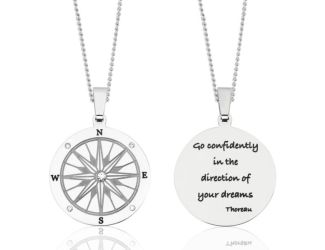 Joyful Sentiments Go Confidently Compass Pendant Necklace