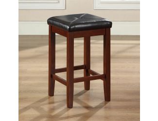 24" Square Upholstered Seat Mahogany Bar Stool (Pairs)