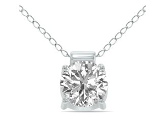 Lab Grown 1 CT 4 Prong Diamond Solitaire Pendant Size 18"