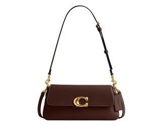 Refined Calf Leather Jet Shoulder Bag - Maple/Brass