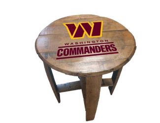 Washington Commanders Oak Barrel Table