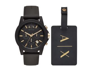 Mens Outerbanks Black Silicone Watch & Luggage Tag Gift Set