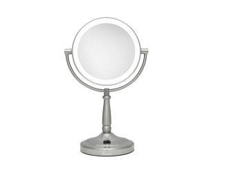 Cordless Dual-Sided LED Lighted Round Vanity Mirror 10X/1X