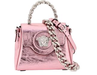 Versace La Medusa Pink Metallic Top-Handle Bag