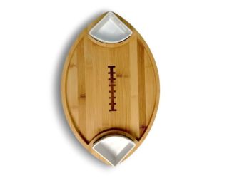Football Shaped Bamboo Serving Tray