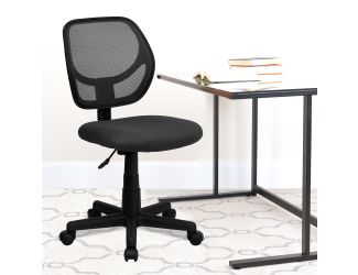 Low Back Gray Transparent Mesh Swivel Task Office Chair with Curved Square Back